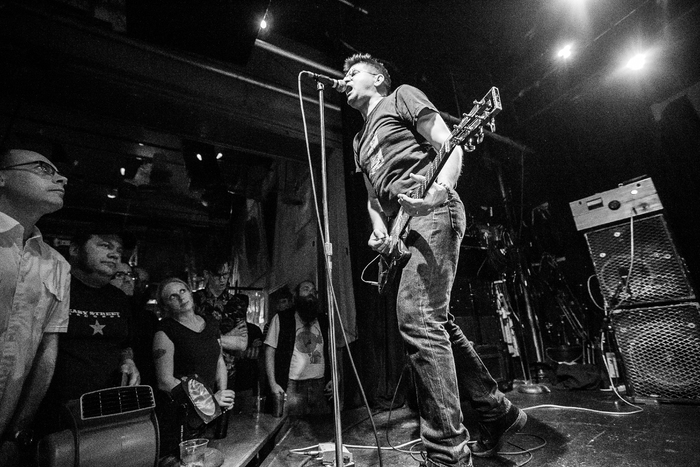 Steve Albini of Shellac performing at Tractor Tavern in Seattle, Washington, on December 9, 2015.